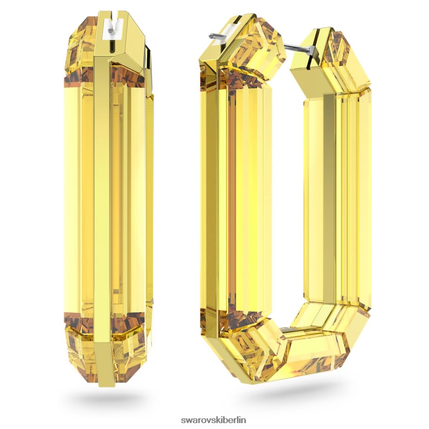 Swarovski leuchtende Creolen Statement, Achteckform, gelb Schmuck HLT448873