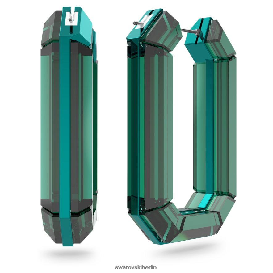 Swarovski leuchtende Creolen Statement, Achteckform, grün Schmuck HLT448872