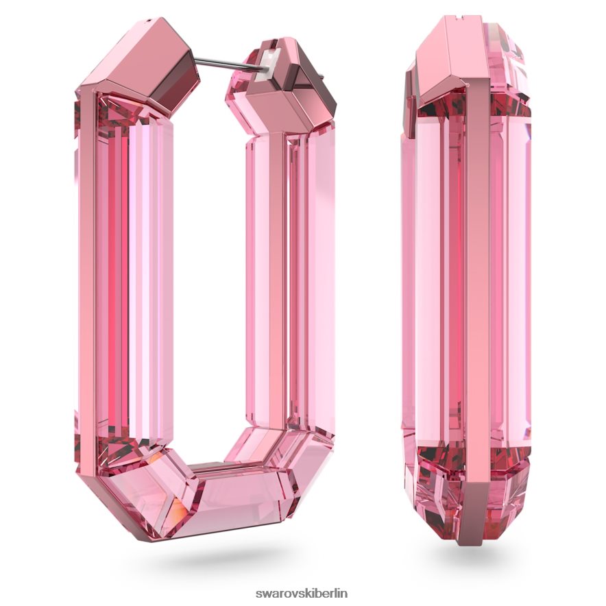 Swarovski leuchtende Creolen Statement, Achteckform, rosa Schmuck HLT448869