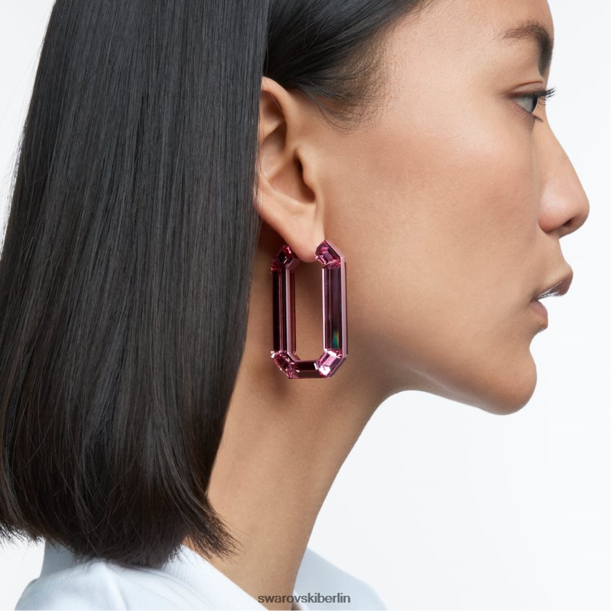 Swarovski leuchtende Creolen Statement, Achteckform, rosa Schmuck HLT448869