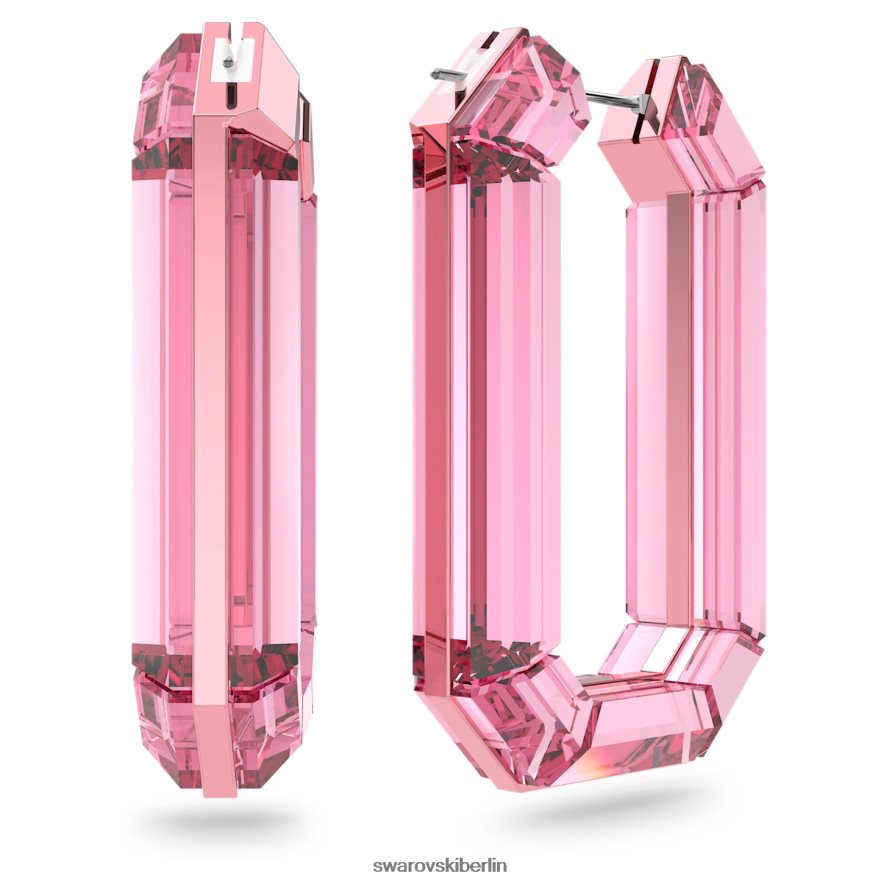 Swarovski leuchtende Creolen Statement, Achteckform, rosa Schmuck HLT448869