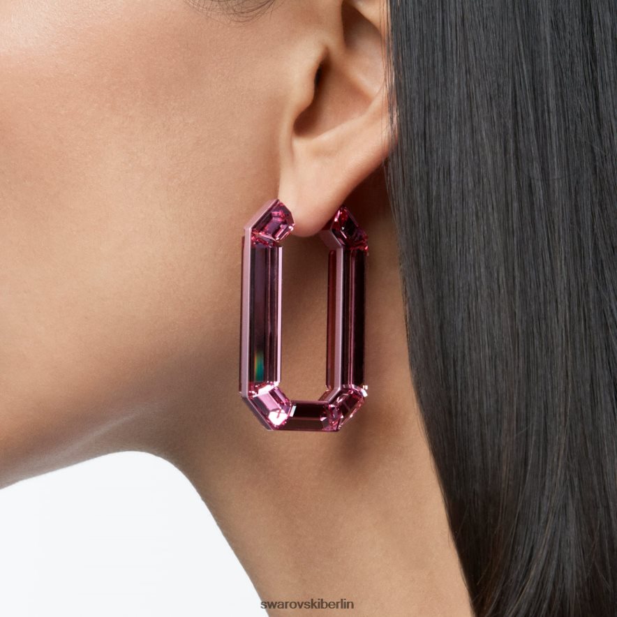 Swarovski leuchtende Creolen Statement, Achteckform, rosa Schmuck HLT448869