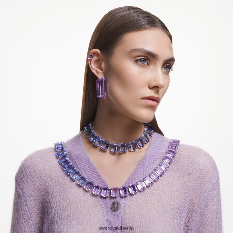 Swarovski leuchtende Creolen quadratische Form, lila Schmuck HLT448882