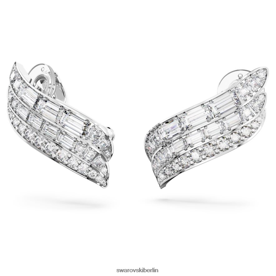Swarovski Hyperbel-Ohrringe CO2-neutraler Zirkon, Mischschliff, weiß, rhodiniert Schmuck HLT448973
