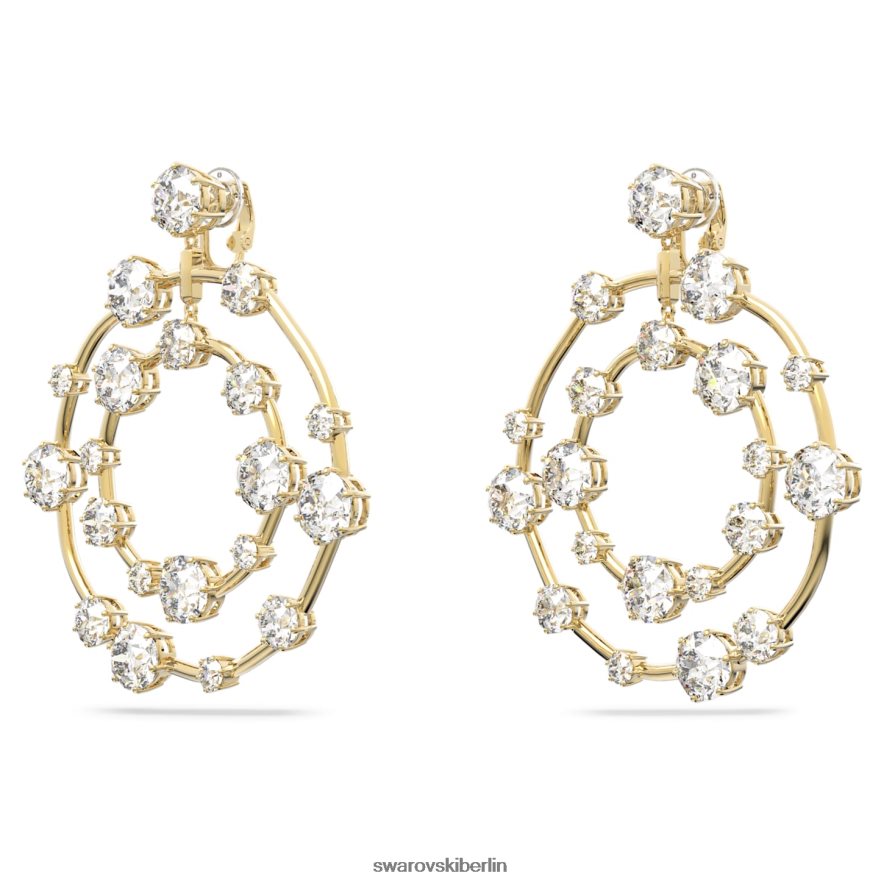 Swarovski Constella-Clip-Ohrringe Rundschliff, weiß, vergoldet Schmuck HLT448894