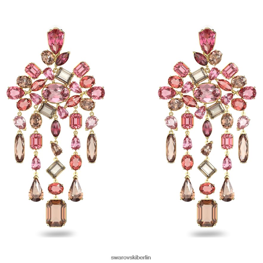 Swarovski Gema-Clip-Ohrringe Mischschliffe, Kronleuchter, mehrfarbig, vergoldet Schmuck HLT448945