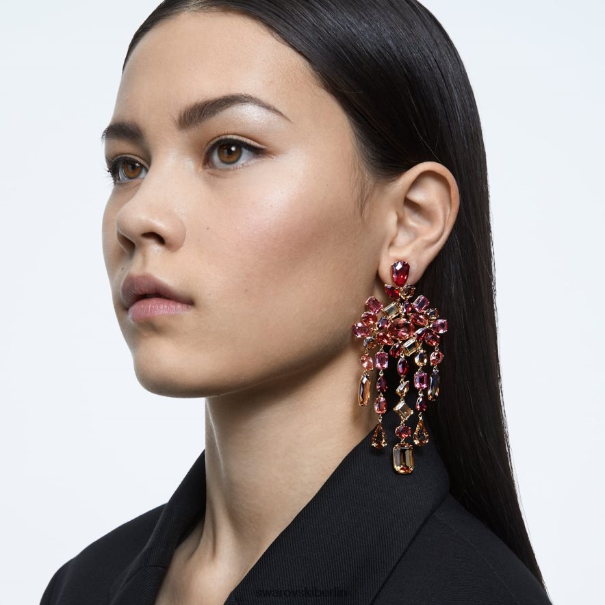 Swarovski Gema-Clip-Ohrringe Mischschliffe, Kronleuchter, mehrfarbig, vergoldet Schmuck HLT448945