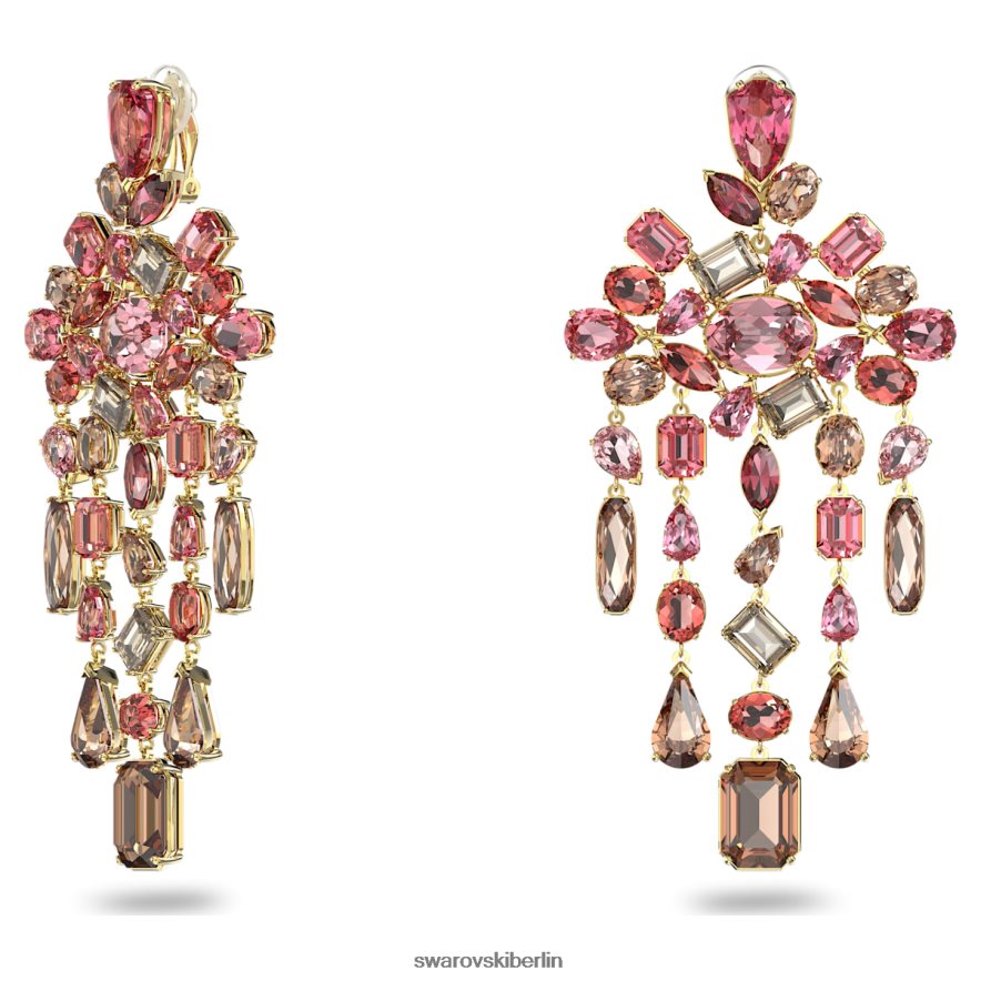 Swarovski Gema-Clip-Ohrringe Mischschliffe, Kronleuchter, mehrfarbig, vergoldet Schmuck HLT448945