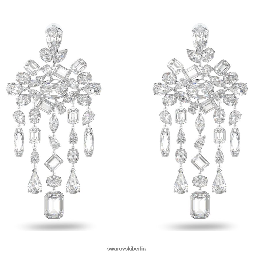 Swarovski Gema-Clip-Ohrringe Mischschliffe, Kronleuchter, weiß, rhodiniert Schmuck HLT448941