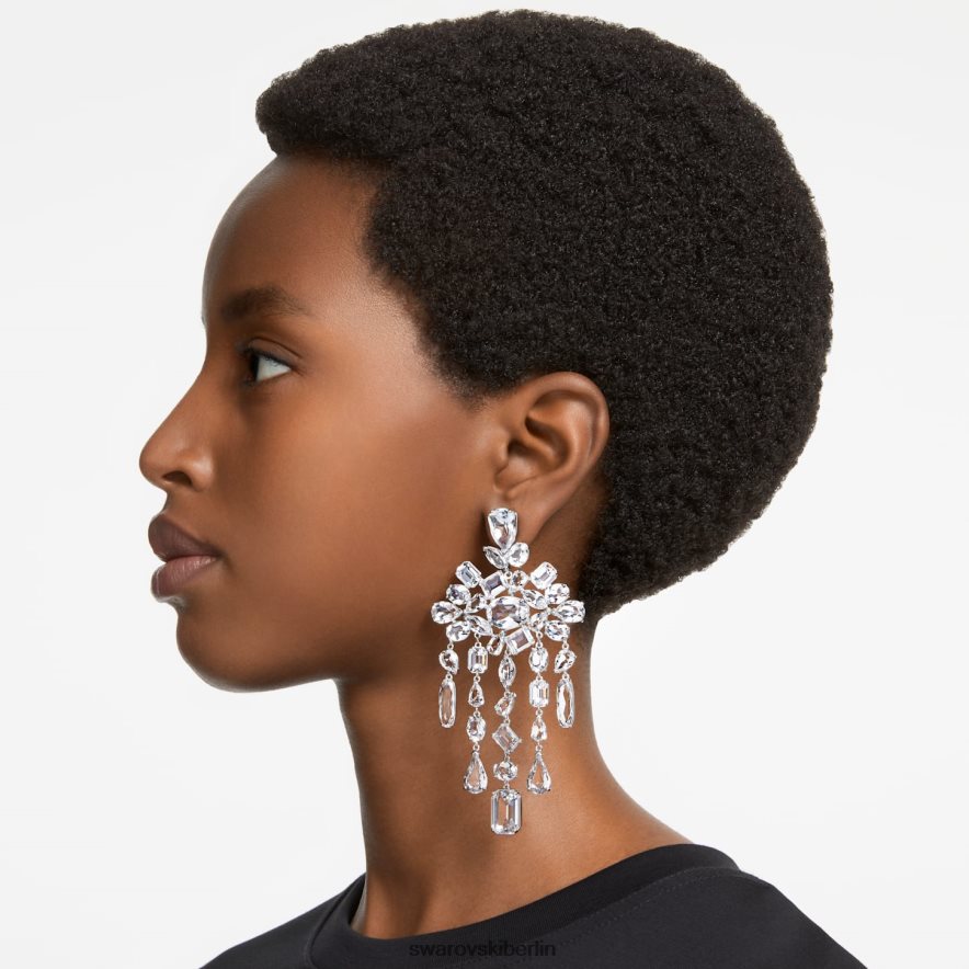 Swarovski Gema-Clip-Ohrringe Mischschliffe, Kronleuchter, weiß, rhodiniert Schmuck HLT448941