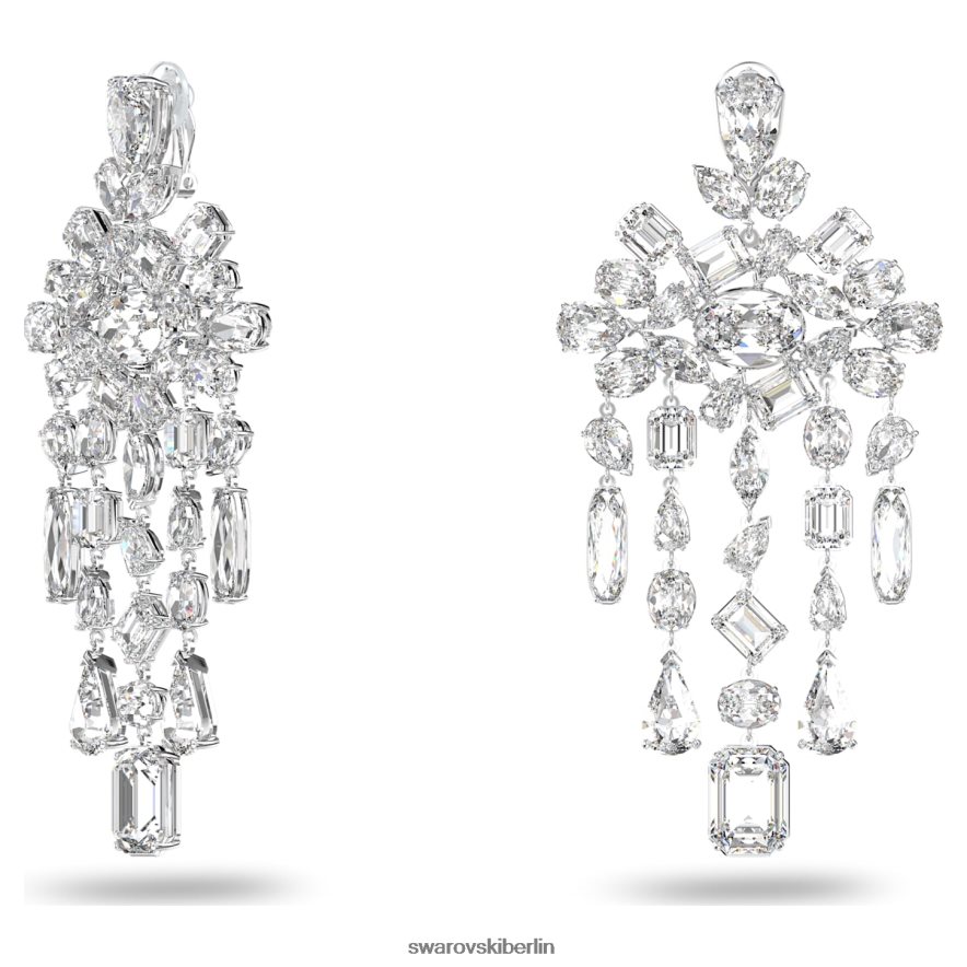 Swarovski Gema-Clip-Ohrringe Mischschliffe, Kronleuchter, weiß, rhodiniert Schmuck HLT448941