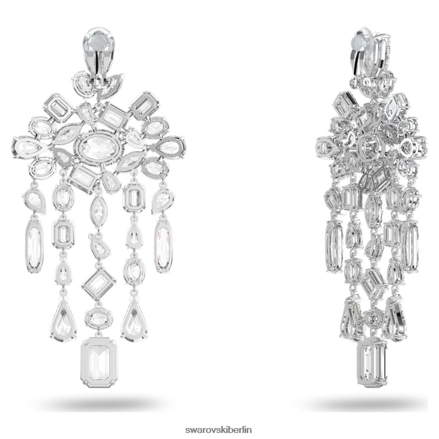 Swarovski Gema-Clip-Ohrringe Mischschliffe, Kronleuchter, weiß, rhodiniert Schmuck HLT448941