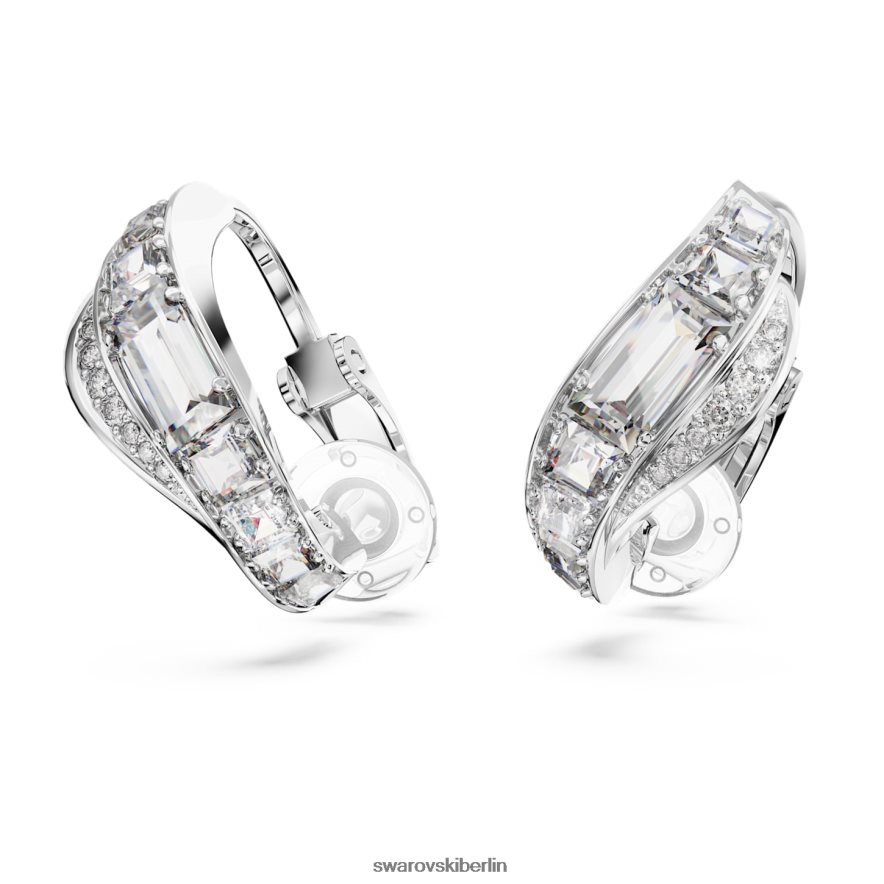 Swarovski Hyperbel-Clip-Ohrringe CO2-neutraler Zirkon, Mischschliff, weiß, rhodiniert Schmuck HLT448940