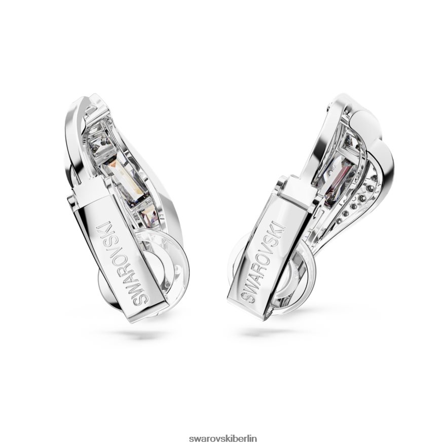Swarovski Hyperbel-Clip-Ohrringe CO2-neutraler Zirkon, Mischschliff, weiß, rhodiniert Schmuck HLT448940