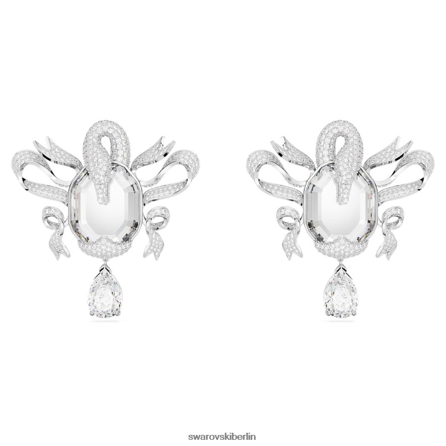 Swarovski Modische Schwanen-Clip-Ohrringe Schwan, weiß, rhodiniert Schmuck HLT448948