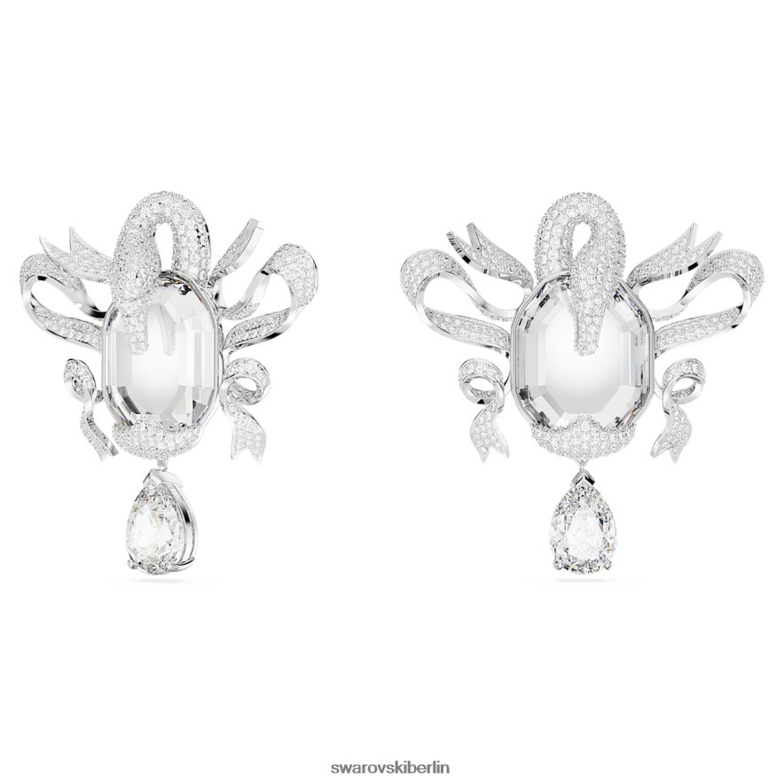Swarovski Modische Schwanen-Clip-Ohrringe Schwan, weiß, rhodiniert Schmuck HLT448948
