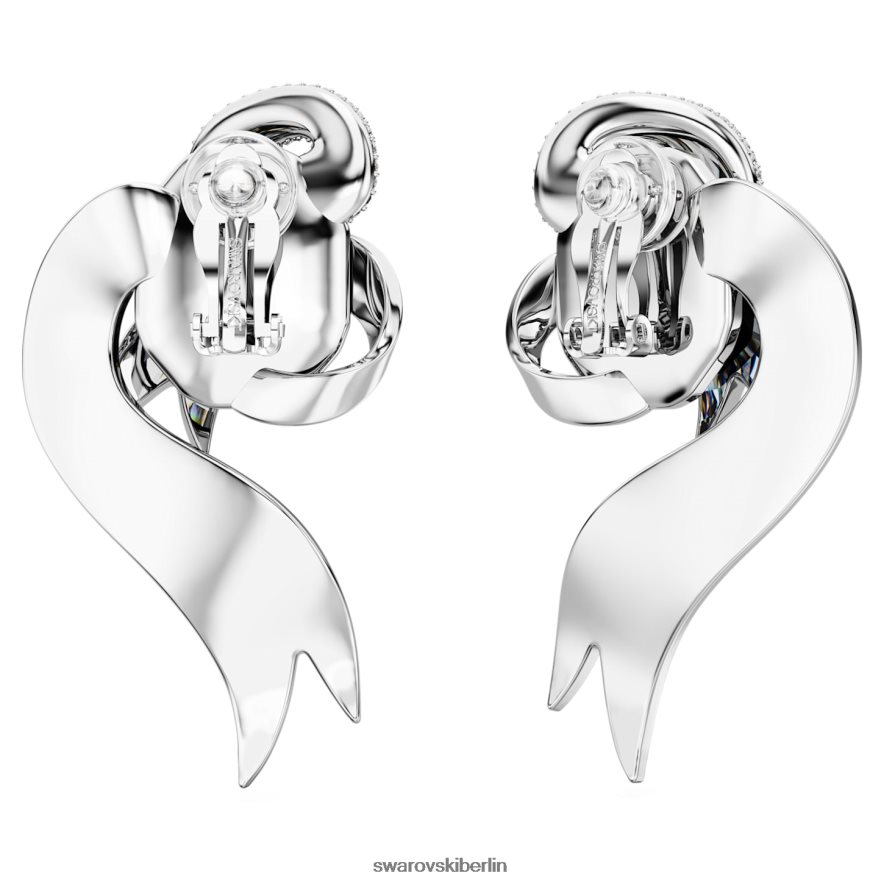 Swarovski Modische Schwanen-Clip-Ohrringe asymmetrisches Design, Schwan, weiß, rhodiniert Schmuck HLT448946