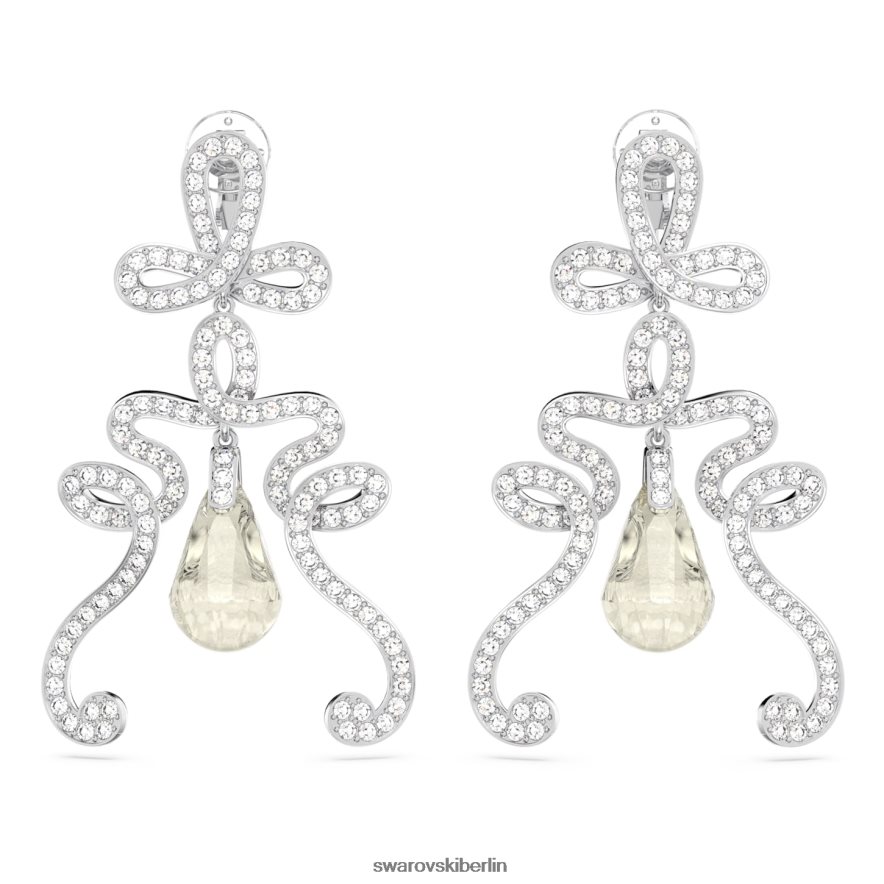 Swarovski Ohrclips von Fluenta neu entzündete Kristalle, weiß, rhodiniert Schmuck HLT448956