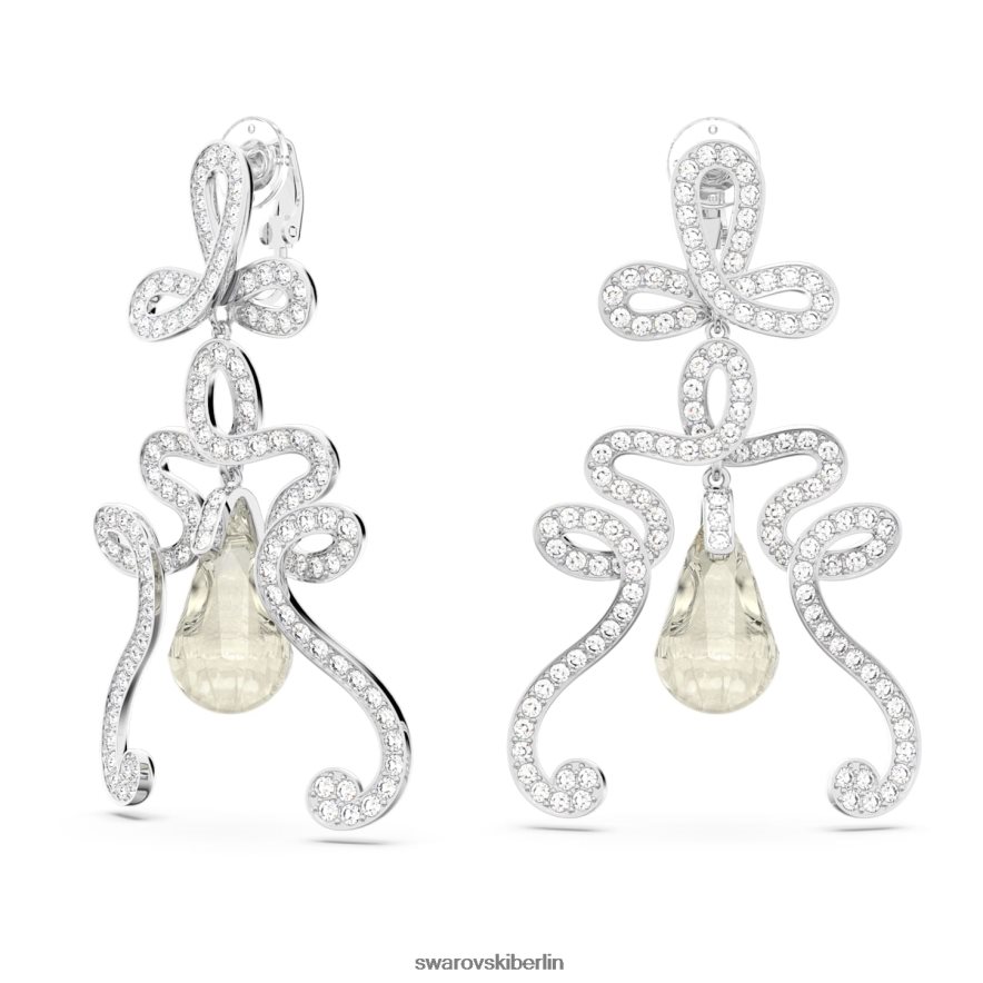 Swarovski Ohrclips von Fluenta neu entzündete Kristalle, weiß, rhodiniert Schmuck HLT448956