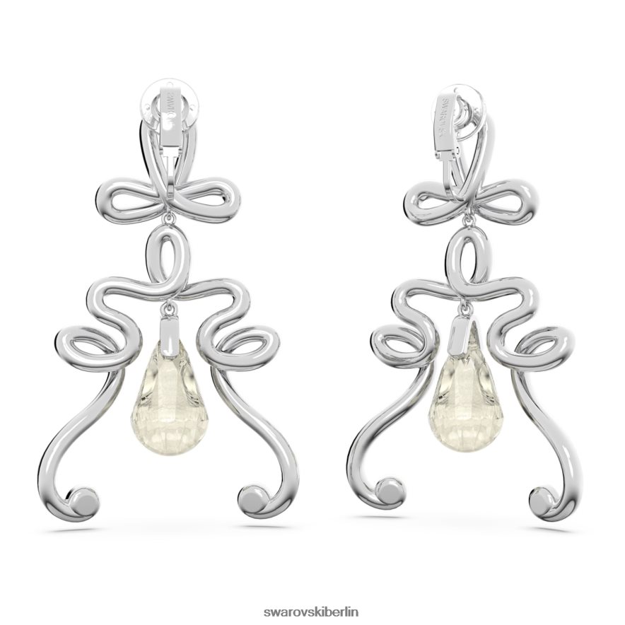 Swarovski Ohrclips von Fluenta neu entzündete Kristalle, weiß, rhodiniert Schmuck HLT448956