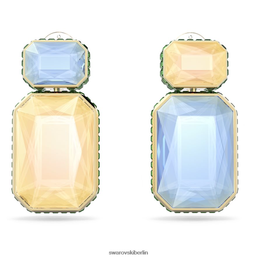 Swarovski Orbita-Clip-Ohrringe asymmetrisches Design, Achteckschliff, mehrfarbig, vergoldet Schmuck HLT448943