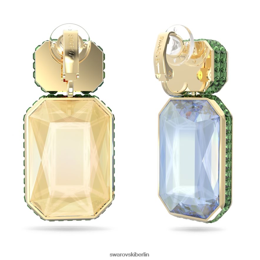 Swarovski Orbita-Clip-Ohrringe asymmetrisches Design, Achteckschliff, mehrfarbig, vergoldet Schmuck HLT448943