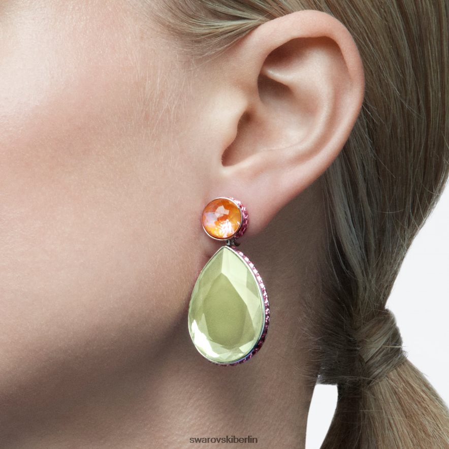 Swarovski Orbita-Clip-Ohrringe asymmetrisches Design, Tropfenschliff, mehrfarbig, rhodiniert Schmuck HLT448957