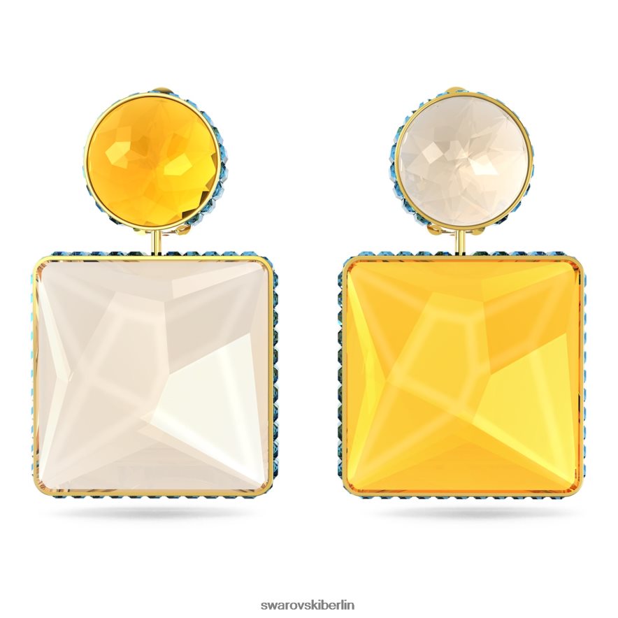 Swarovski Orbita-Clip-Ohrringe asymmetrisches Design, quadratischer Schnitt, mehrfarbig, vergoldet Schmuck HLT448950