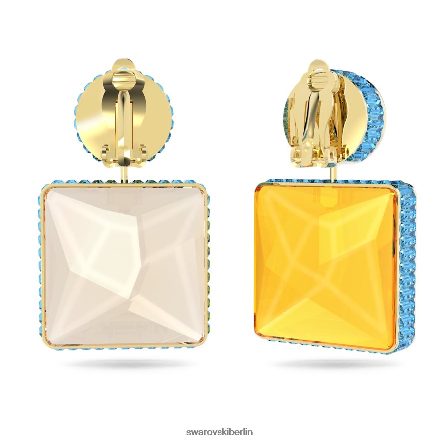 Swarovski Orbita-Clip-Ohrringe asymmetrisches Design, quadratischer Schnitt, mehrfarbig, vergoldet Schmuck HLT448950