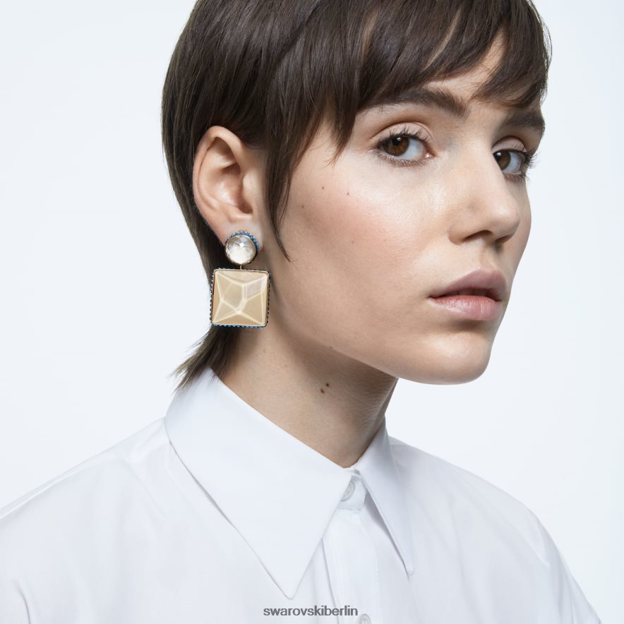 Swarovski Orbita-Clip-Ohrringe asymmetrisches Design, quadratischer Schnitt, mehrfarbig, vergoldet Schmuck HLT448950