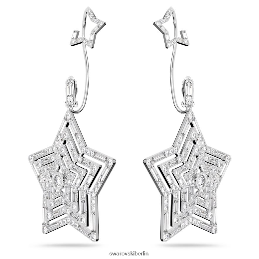 Swarovski Stella-Clip-Ohrringe Stern, weiß, rhodiniert Schmuck HLT448797