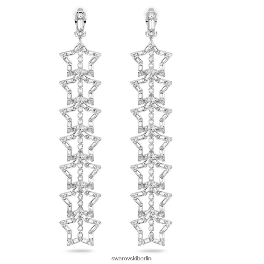 Swarovski Stella-Clip-Ohrringe Stern, weiß, rhodiniert Schmuck HLT448813