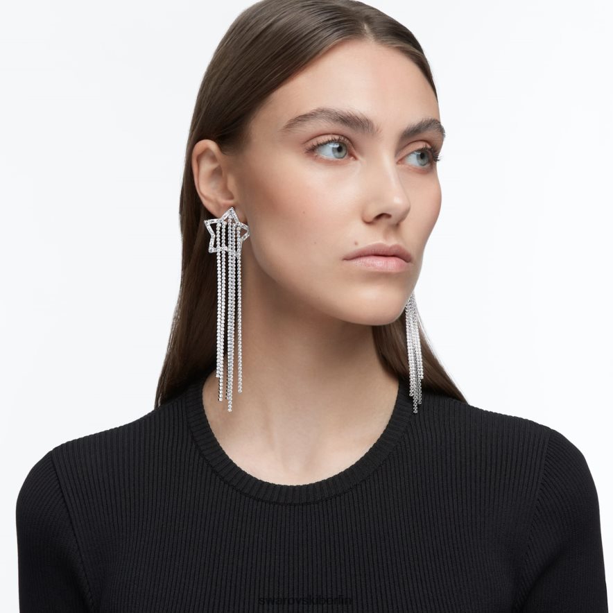 Swarovski Stella-Clip-Ohrringe Sternschnuppe, weiß, rhodiniert Schmuck HLT448799