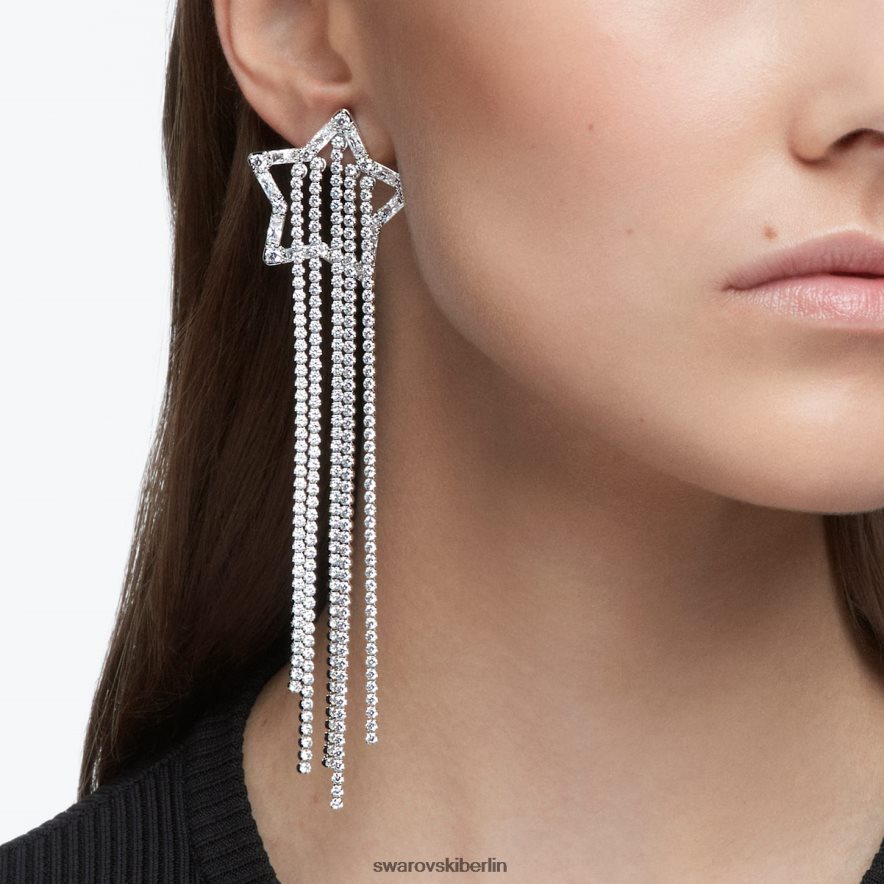 Swarovski Stella-Clip-Ohrringe Sternschnuppe, weiß, rhodiniert Schmuck HLT448799