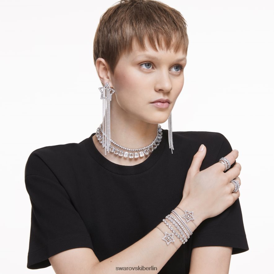 Swarovski Stella-Clip-Ohrringe Sternschnuppe, weiß, rhodiniert Schmuck HLT448799