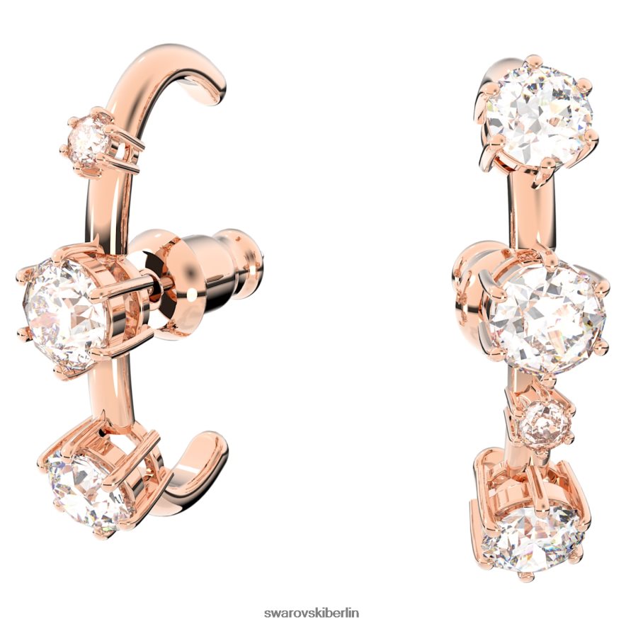 Swarovski Constella-Ohrmanschetten asymmetrisches Design, runder Schliff, weiß, rosévergoldet Schmuck HLT448972