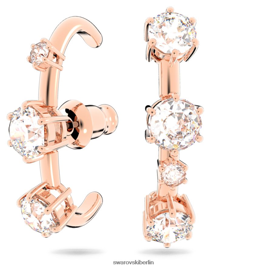 Swarovski Constella-Ohrmanschetten asymmetrisches Design, runder Schliff, weiß, rosévergoldet Schmuck HLT448972
