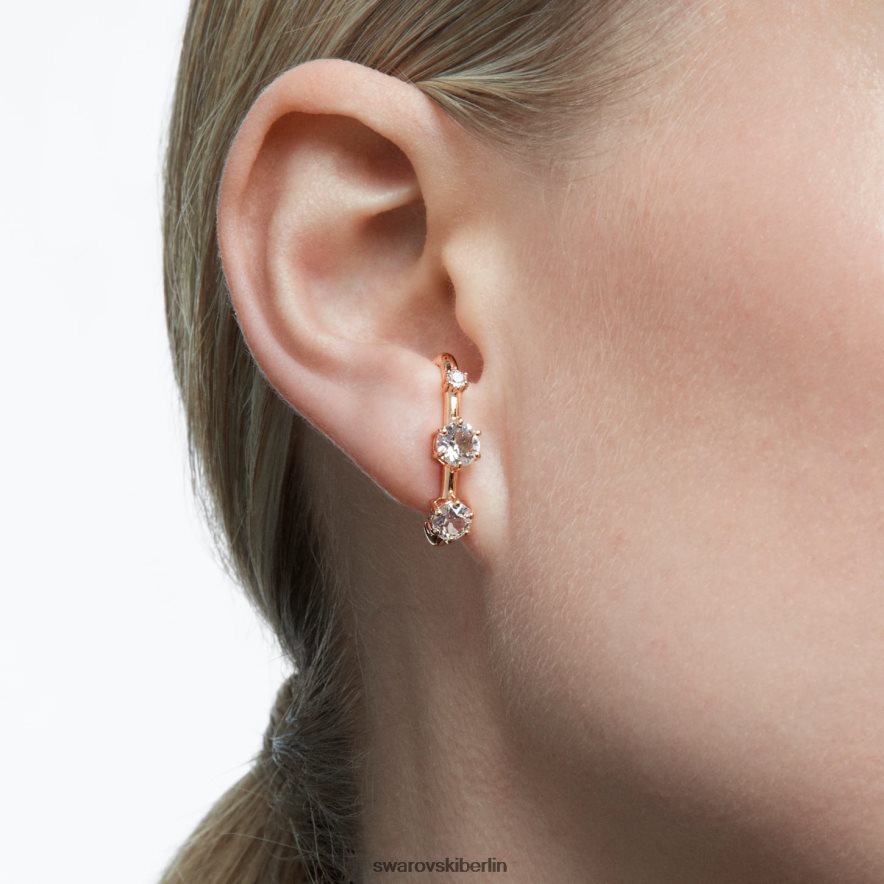 Swarovski Constella-Ohrmanschetten asymmetrisches Design, runder Schliff, weiß, rosévergoldet Schmuck HLT448972