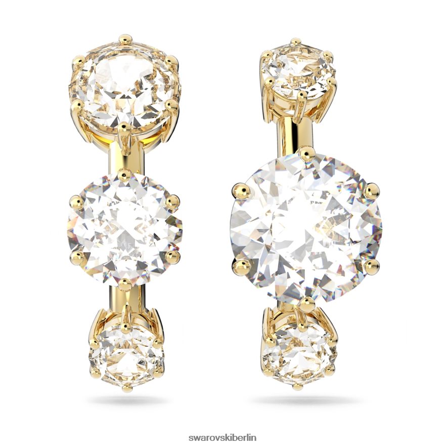 Swarovski Constella-Ohrmanschetten asymmetrisches Design, runder Schliff, weiß, vergoldet Schmuck HLT448963
