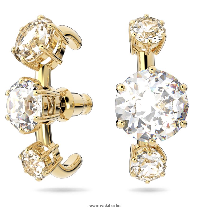 Swarovski Constella-Ohrmanschetten asymmetrisches Design, runder Schliff, weiß, vergoldet Schmuck HLT448963