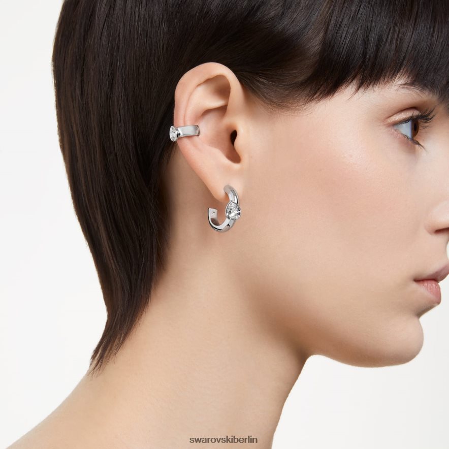 Swarovski Dextera-Creolen mit Ohrmanschette Birnenschliff, weiß, rhodiniert Schmuck HLT448399