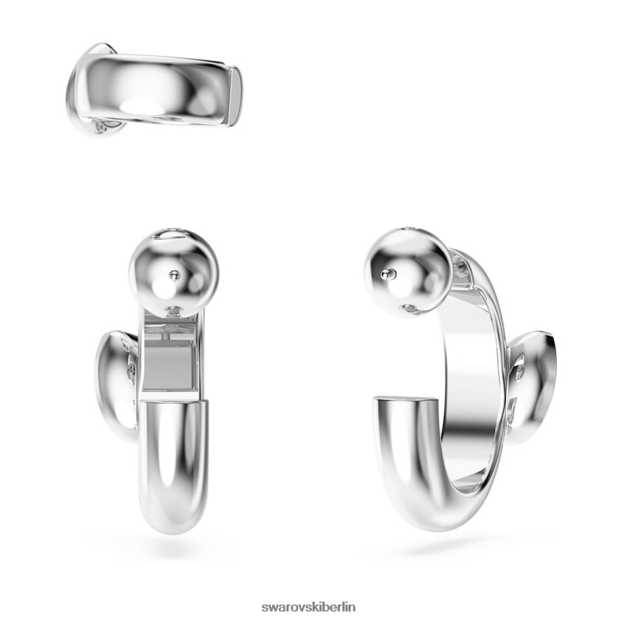 Swarovski Dextera-Creolen mit Ohrmanschette Birnenschliff, weiß, rhodiniert Schmuck HLT448399