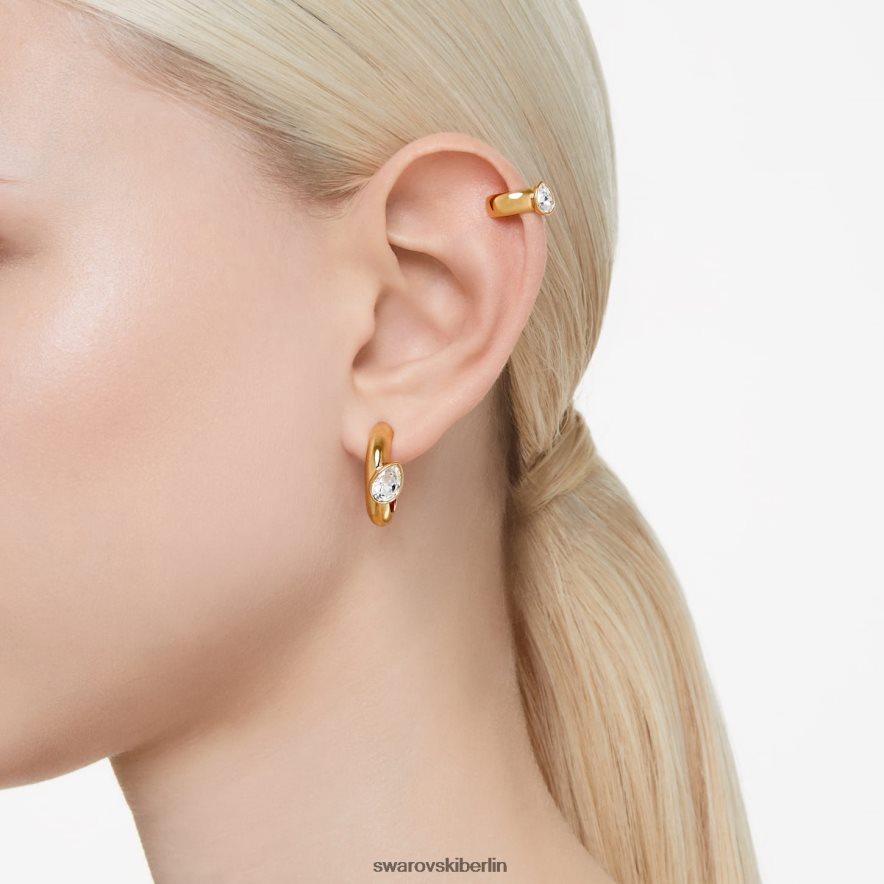 Swarovski Dextera-Creolen mit Ohrmanschette Birnenschliff, weiß, vergoldet Schmuck HLT448402