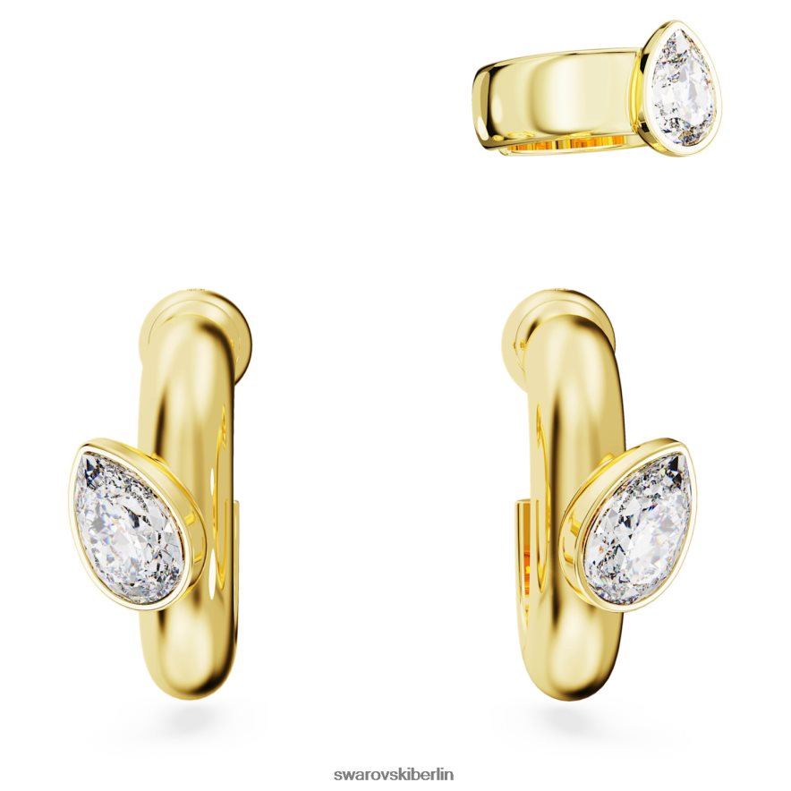 Swarovski Dextera-Creolen mit Ohrmanschette Birnenschliff, weiß, vergoldet Schmuck HLT448402