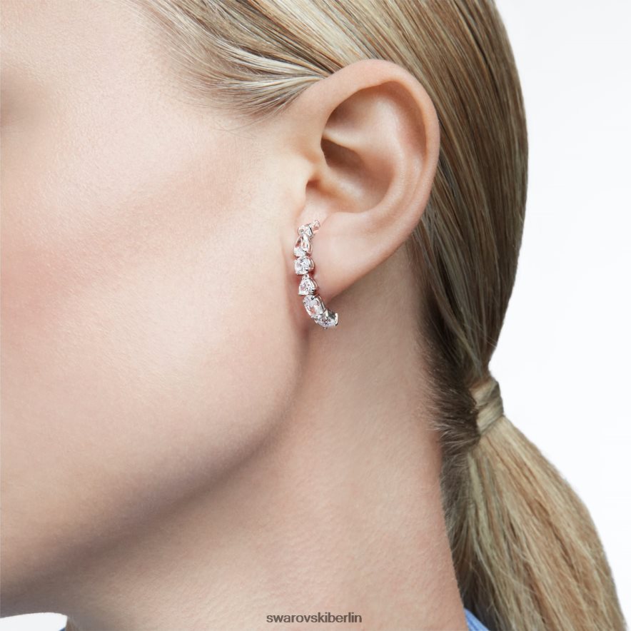 Swarovski Tennis-Deluxe-Ohrmanschetten Mischschliffe, weiß, rhodiniert Schmuck HLT448965