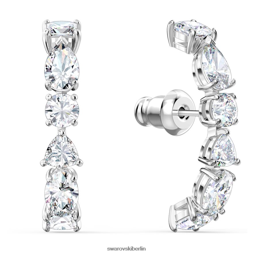 Swarovski Tennis-Deluxe-Ohrmanschetten Mischschliffe, weiß, rhodiniert Schmuck HLT448965