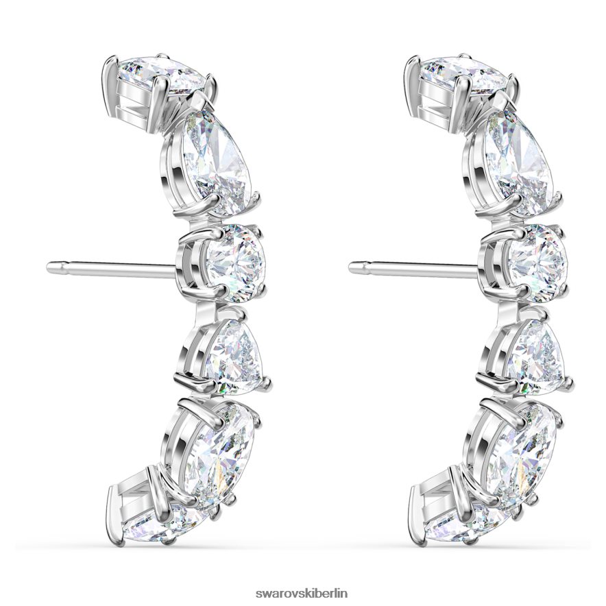 Swarovski Tennis-Deluxe-Ohrmanschetten Mischschliffe, weiß, rhodiniert Schmuck HLT448965