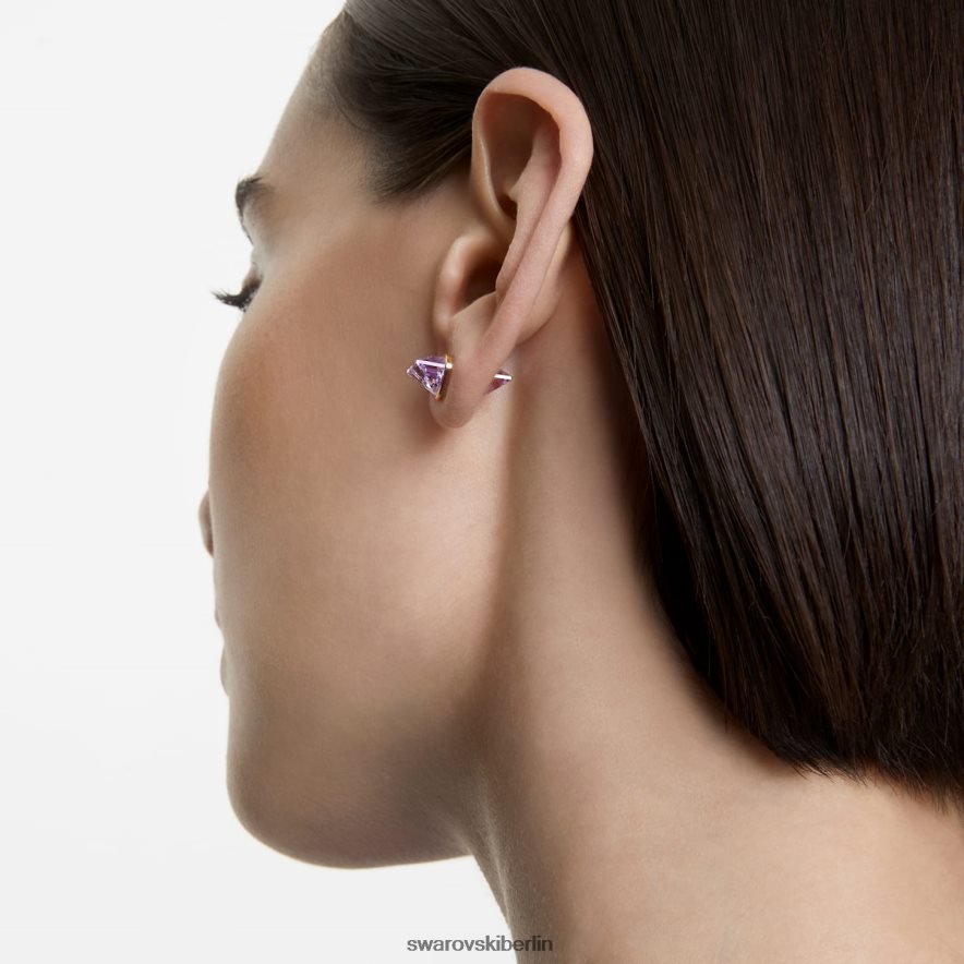 Swarovski transparente Ohrmanschette einzeln, Magnetverschluss, lila, vergoldet Schmuck HLT448968