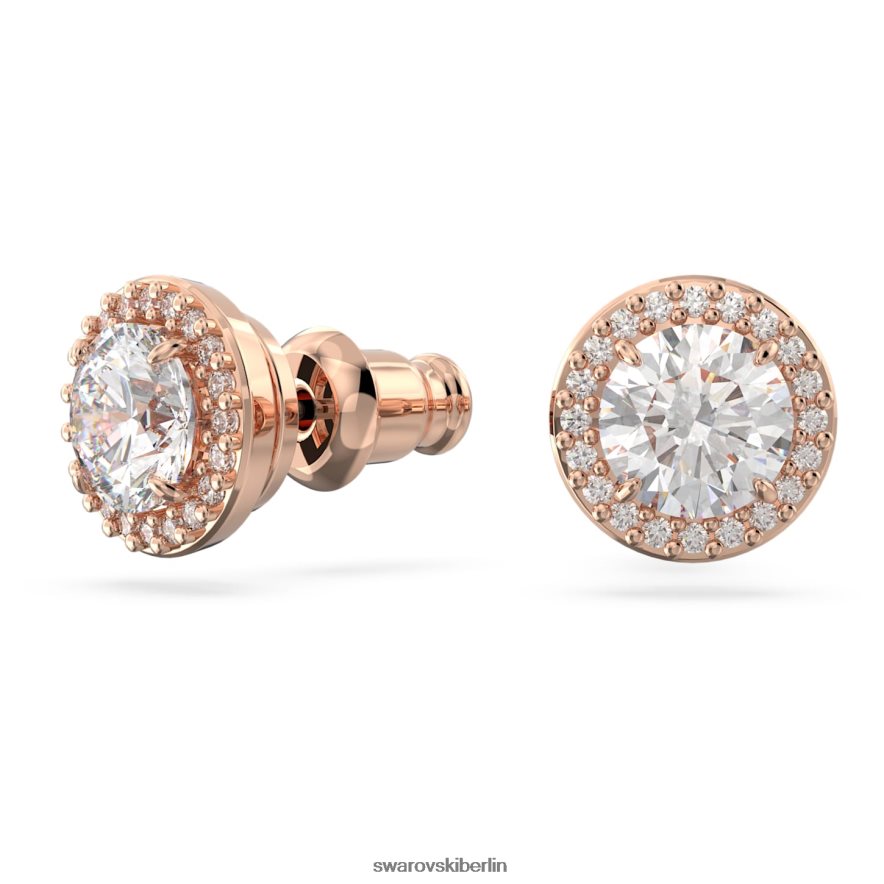 Swarovski Constella-Ohrstecker Rundschliff, Pavé, weiß, rosévergoldet Schmuck HLT448670
