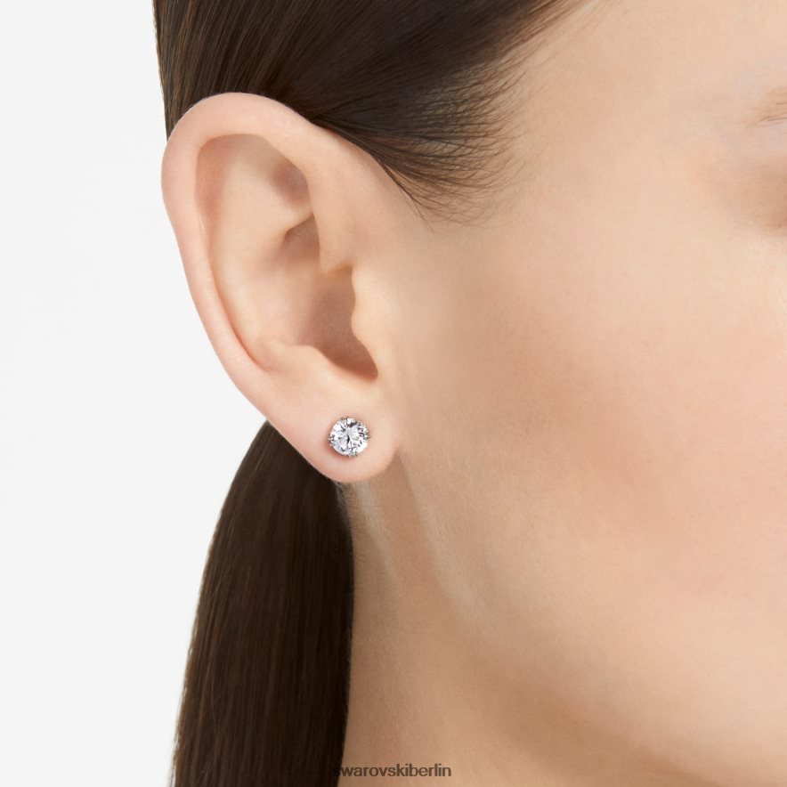 Swarovski Constella-Ohrstecker Rundschliff, weiß, rhodiniert Schmuck HLT448746